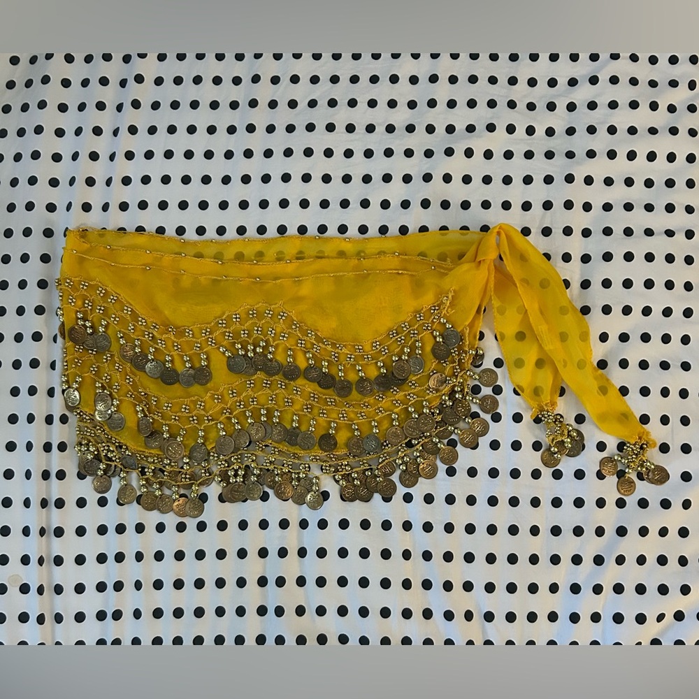 Chiffon belly dancing hip coin scarf